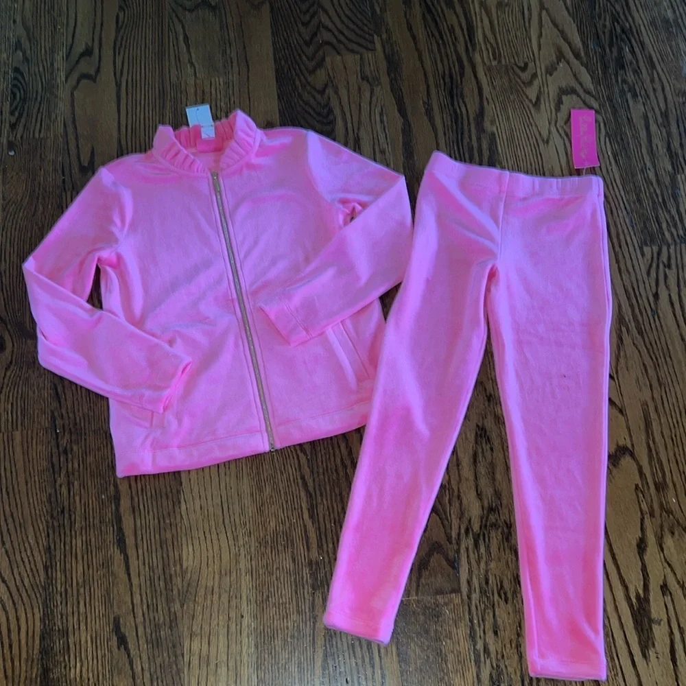 Lilly Pulitzer velour track suit (Jayla top Large, maia legging bottom medium)